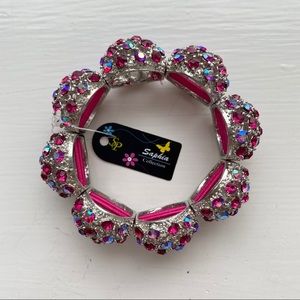 NWT Sophia Collection Pink Silver Stretch Bracelet